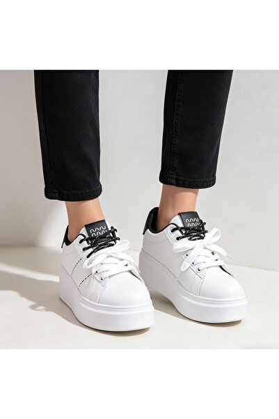 Tmall Pantofi Sport De Dama,Din Piele Ecologica,D1373,Alb cu Negru