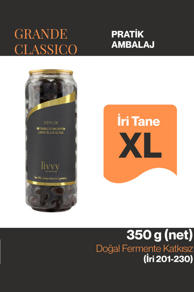 Livvy Premium Foods,Since 1962 GRANDE CLASSICO Gemlik İri (XL) Taneli Siyah Z...
