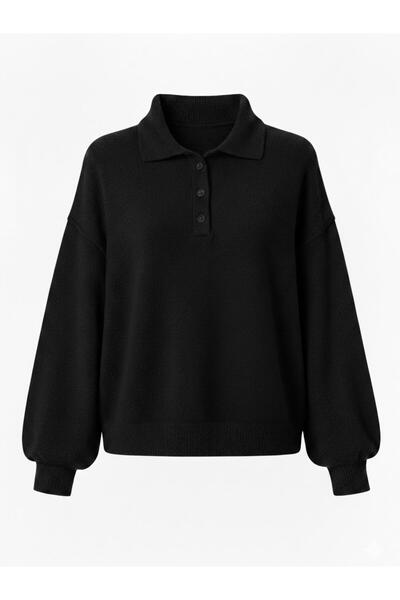 Retrobird Γυναικείο πουλόβερ με λαιμόκοψη Polo Basic Μαύρο