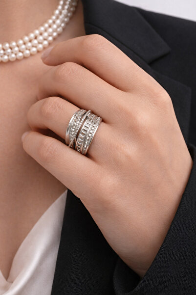 Takıtolia Luminy Stoneless Spiral Ring Cross Design Silver Gold Color Elegant...