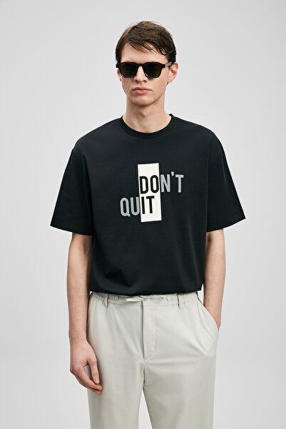 Lufian Μοντέρνο γραφικό μπλουζάκι Carl, μαύρο