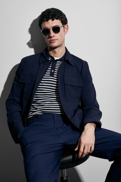 Lufian Ανδρικό πουλόβερ Marco Βαμβάκι τεμαχίων σε σκούρο μπλε ναυτικό