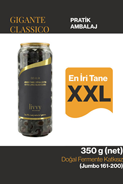 Livvy Premium Foods,Since 1962 GIGANTE CLASSICO GEMLİK Jumbo (XXL) Taneli Siy...