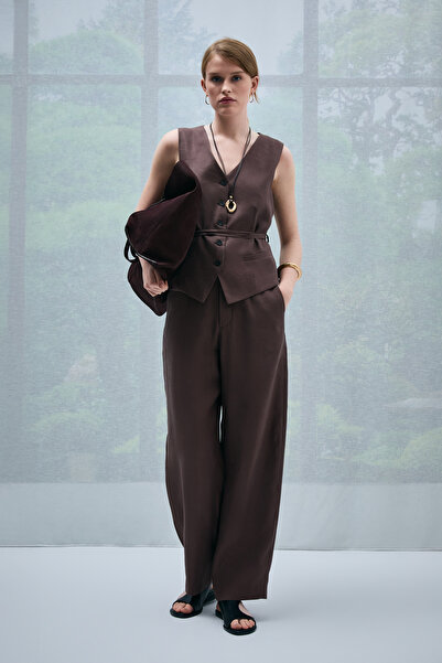 Lufian Γυναικείο παντελόνι Sılvıa καφέ