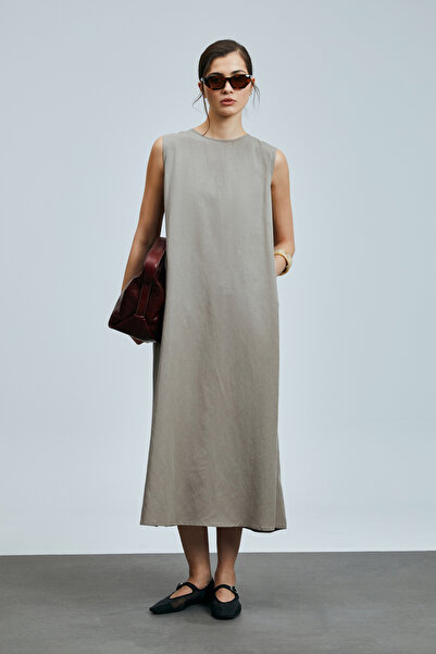 Lufian Rochie Grace pentru femei din amestec de in Lyocell Mink