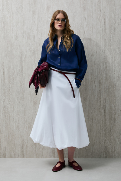 Lufian Fusta de damă Lisa, albă catifelată