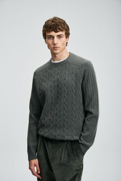 Lufian Ανδρικό πουλόβερ Vernes Smoke Green