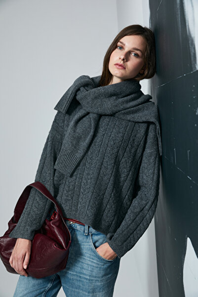 Lufian Γυναικείο πουλόβερ Mıra Ανθρακί