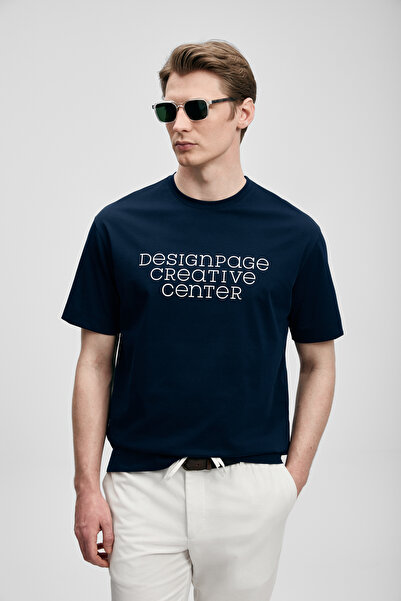 Lufian Μοντέρνο γραφικό μπλουζάκι Frank σε ναυτικό μπλε