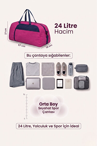 KAFF Μεσαίου μεγέθους ροζ τσάντα ταξιδιού με ρυθμιζόμενο ιμάντα ώμου με μπροσ...