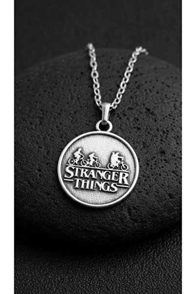 Alooya Stranger Things Gümüş Kaplama Düz Zincir Kolye