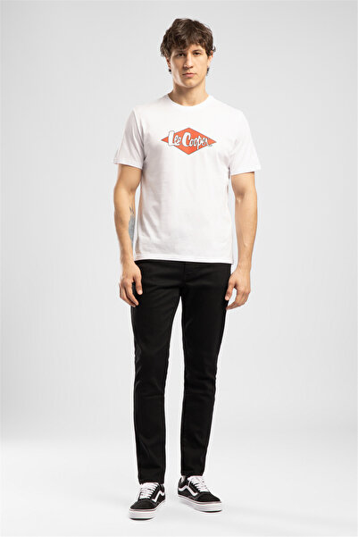 Lee Cooper Ανδρικό μπλουζάκι Logons με κανονική εφαρμογή και στάμπα, λευκό