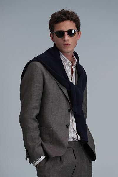 Lufian Petro Spor - Ανδρικό Slim Fit Καφέ Μπουφάν Blazer