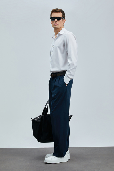 Lufian Next Ανδρικό πουκάμισο Lyocell Blended Regular Fit Λευκό