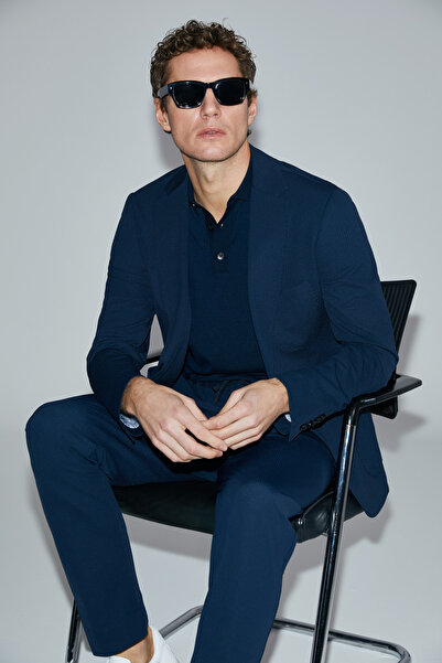 Lufian Hunter Smart Ανδρικό παντελόνι Chino Slim Fit Navy Blue