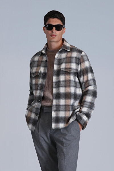 Lufian Men's Slim Fit Fresher Shirt - Sand Color Basic Model