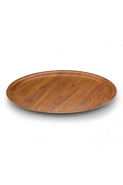 Özgül Tria Matte Non-Slip Tray 38 cm Walnut