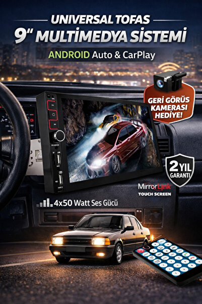Şahin Tofaş Multimedya Android Auto ve Carplay Navigasyon 9inç Büyük Ekran + ...