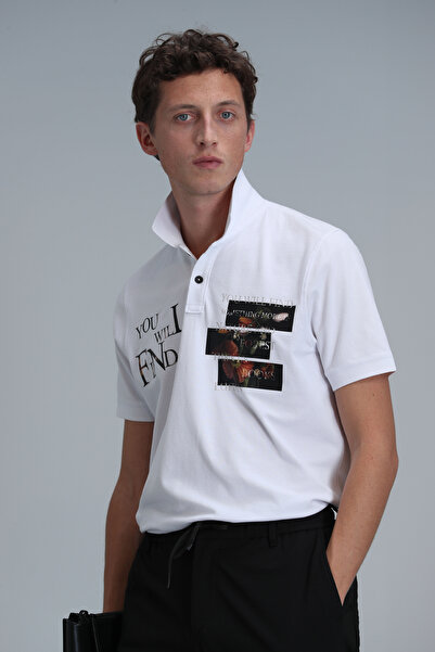 Lufian Ανδρικό μπλουζάκι πόλο Mandy Smart Λευκό