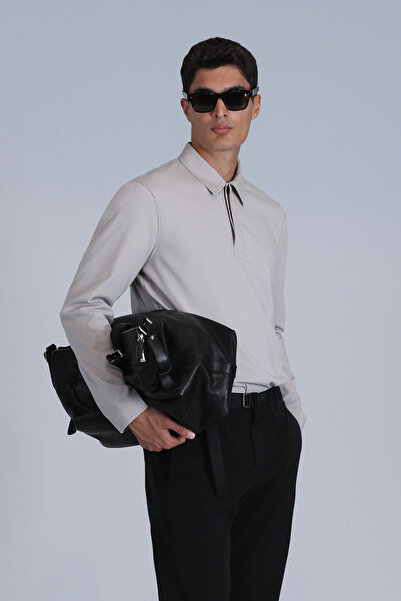 Lufian Ανδρικό μπλουζάκι Evan - μακρυμάνικο και πέτρινη λεπτομέρεια