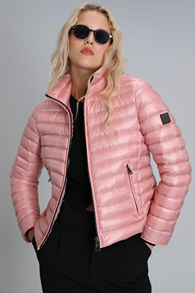 Lufian Γυναικείο παλτό Mary Kaz Feather σε ανοιχτό ροζ χρώμα