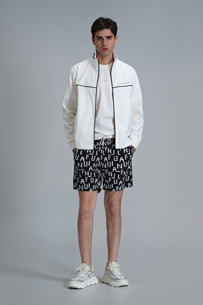 Lufian Ανδρικό μαύρο σορτς κολύμβησης - Font