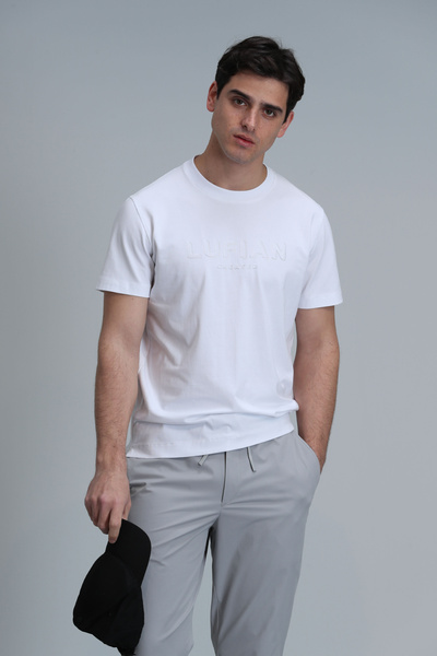 Lufian Χρυσό μοντέρνο γραφικό μπλουζάκι λευκό