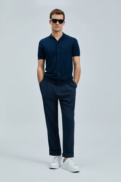 Lufian Ανδρικό πουλόβερ Hector Modal Mixed Navy Blue