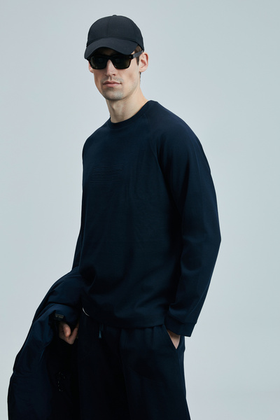 Lufian Ανδρικό φούτερ Lines Navy Blue