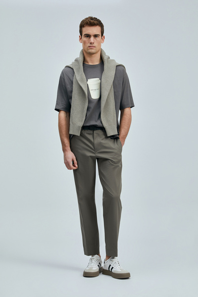 Lufian Omen Μοντέρνο Γραφικό T-Shirt Καφέ