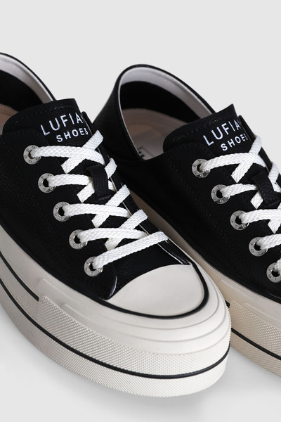 Lufian Kadın Siyah Hakiki Deri Kalın Platform Tabanlı Bağcıklı Sneaker Spor Ayakkabı