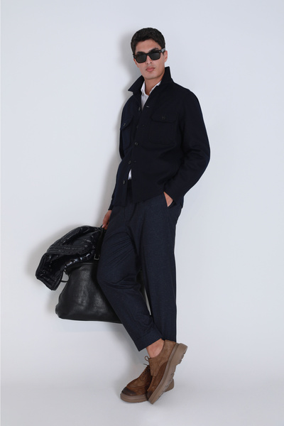 Lufian Ανδρικό πουκάμισο Barena Basic Slim Fit Navy Blue