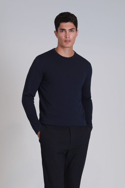 Lufian Pulover pentru bărbați din piatră bleumarin
