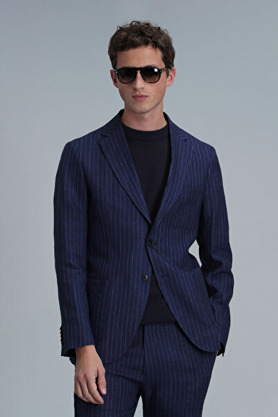 Lufian Jak Spor Ανδρικό Blazer Σακάκι Slim Fit Λαμπερό Μπλε