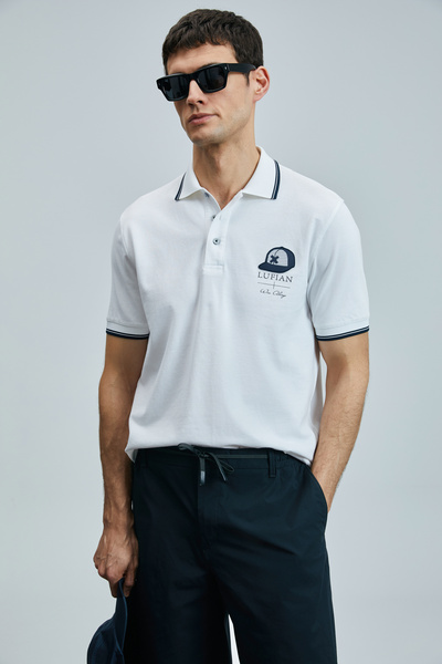 Lufian Ανδρικό μπλουζάκι πόλο Sandor Smart Λευκό