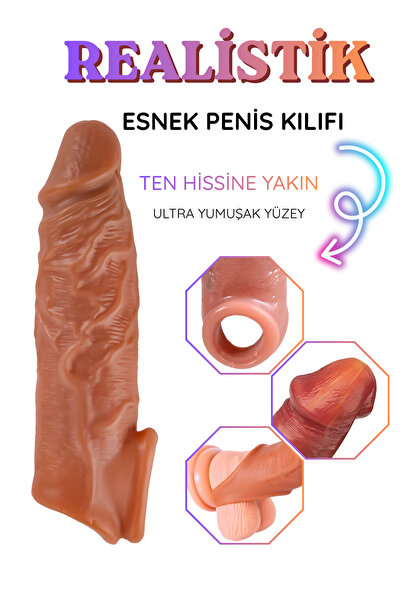 Gerçekçi Penis Dokusunda 3,5 Cm Uzatmalı Damarlı Realistik Penis Kılıfı