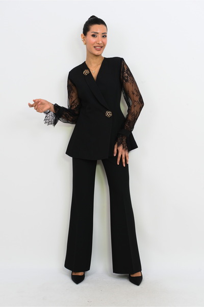 Dorne Moda Özel Koleksiyon Dental Detaylı Geniş Paça Takım - Düğün - Mezuniye...