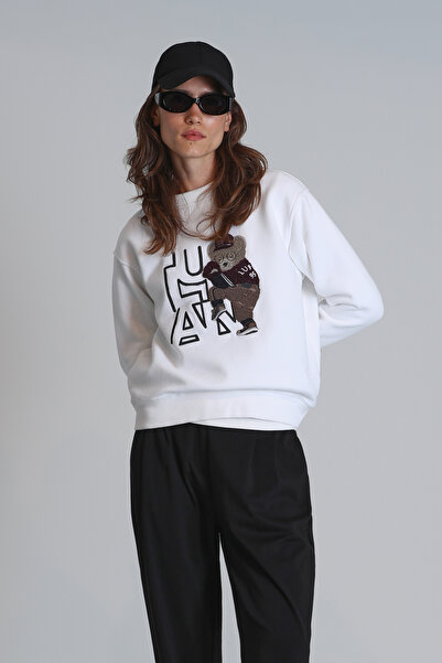 Lufian Γυναικείο πλεκτό φούτερ Pıtcher σε λευκό χρώμα