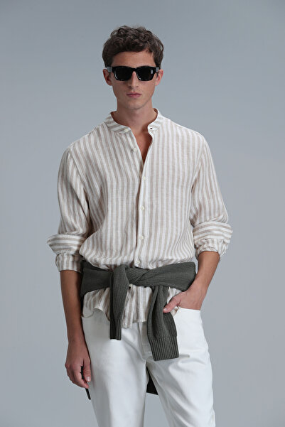 Lufian Fast Ανδρικό Basic πουκάμισο Comfort Fit Μπεζ