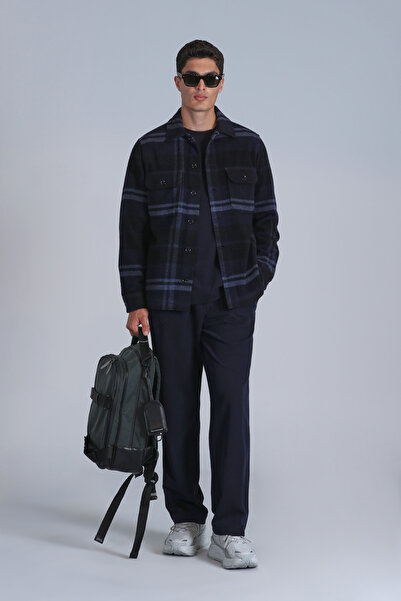 Lufian Ανδρικό πουκάμισο Navy Blue Slim Fit - Barder Basic