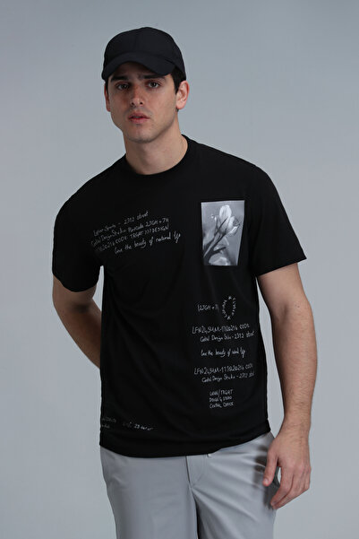 Lufian Fred Μοντέρνο γραφικό μπλουζάκι μαύρο