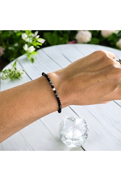 Ezera Μαύρο γυναικείο βραχιόλι Josephina από μαύρο σπινέλιο και αιματίτη με α...