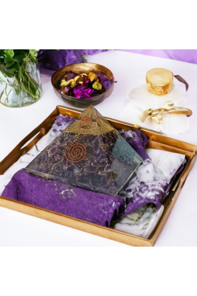 Ezera Πυραμίδα Αμέθυστου Οργόνης, Ezera, με Δονητική Σπείρα Χάλκινη και Άκρη ...