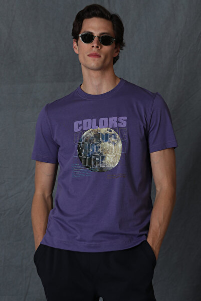Lufian Ash Modern Graphic T- Shirt Purple