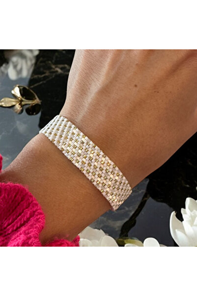 Ezera Κομψό λευκό και χρυσό βραχιόλι Zaria