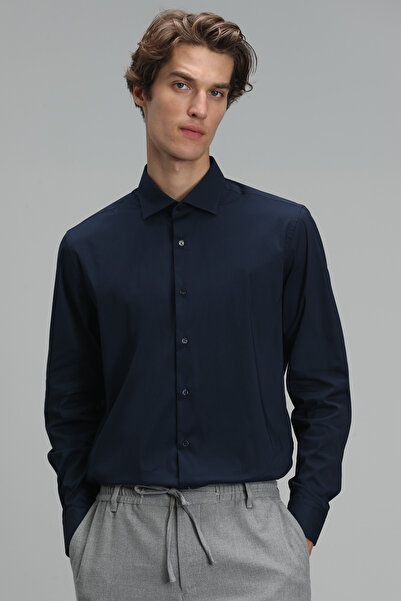 Lufian Austin Ανδρικό πουκάμισο Basic Slim Fit Navy Blue