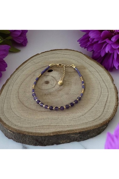 Ezera Κομψό βραχιόλι με κρυστάλλους αμέθυστου και μωβ Miyuki