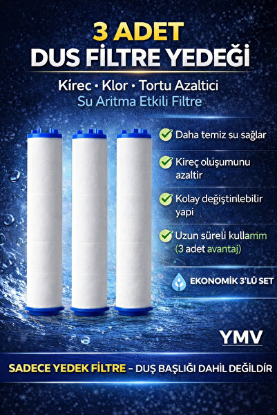 3 Pcs Shower Head Replacement Filter Water Saving Cartridge Set with Anti-Limescale Purifier