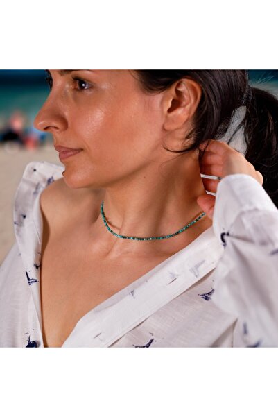 Ezera Κολιέ Hetal Choker από ημιπολύτιμες πέτρες τυρκουάζ