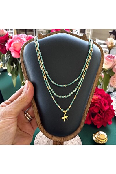 Ezera Χειροποίητο Τσόκερ σε 3 στρώσεις Πράσινο Safyia με Miyuki, Πράσινο Νεφρ...